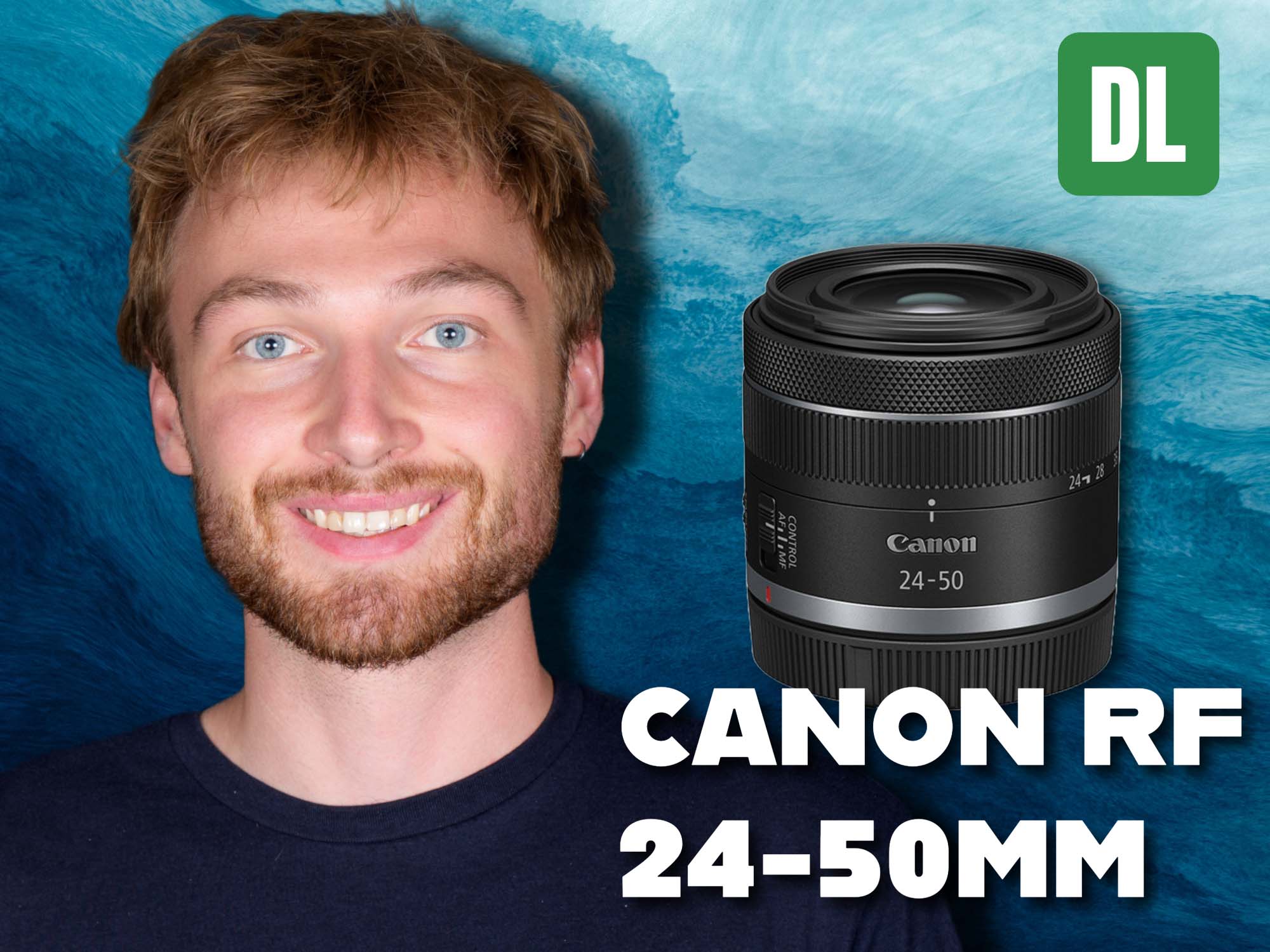 Canon RF 24-50mm lens installation guide for Ikelite DL underwater housings, featuring Ikelite Video Producer Logan Wood