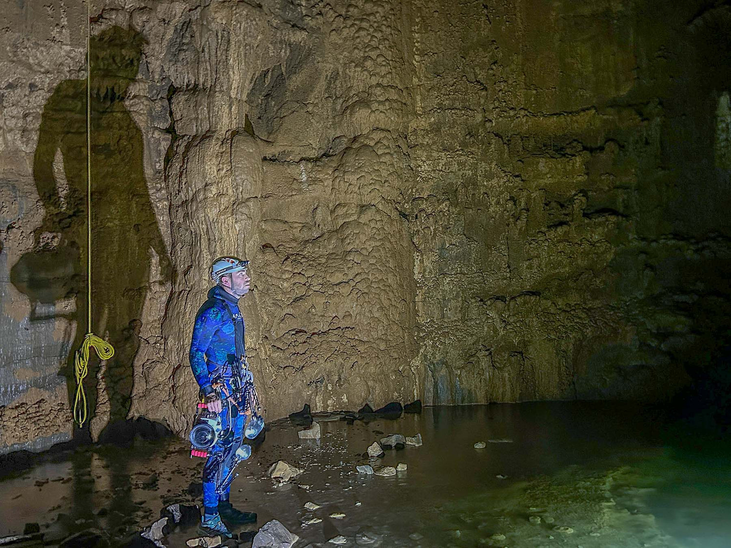 Joseph Ricketts inside cave with Ikelite underwater housing