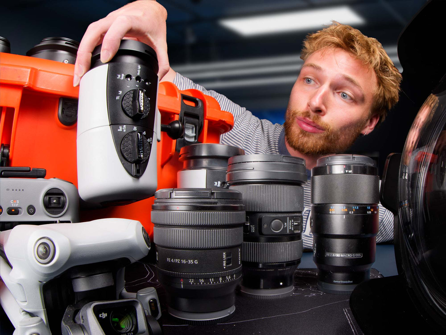 Ikelite Video Producer Logan Wood pictured with the camera gear used for a dive trip to Raja Ampat, Indonesia
