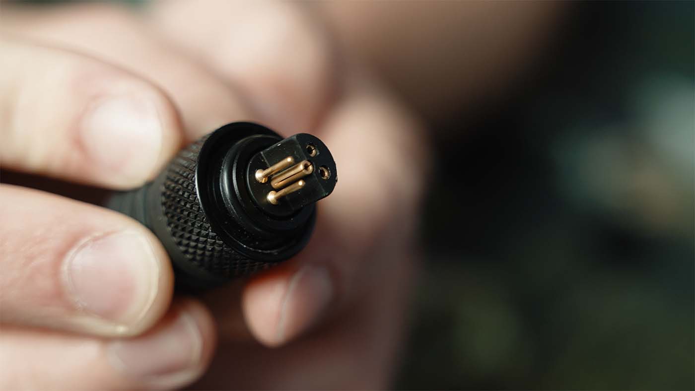 Ikelite waterproof electrical sync cord plug for underwater strobe triggering
