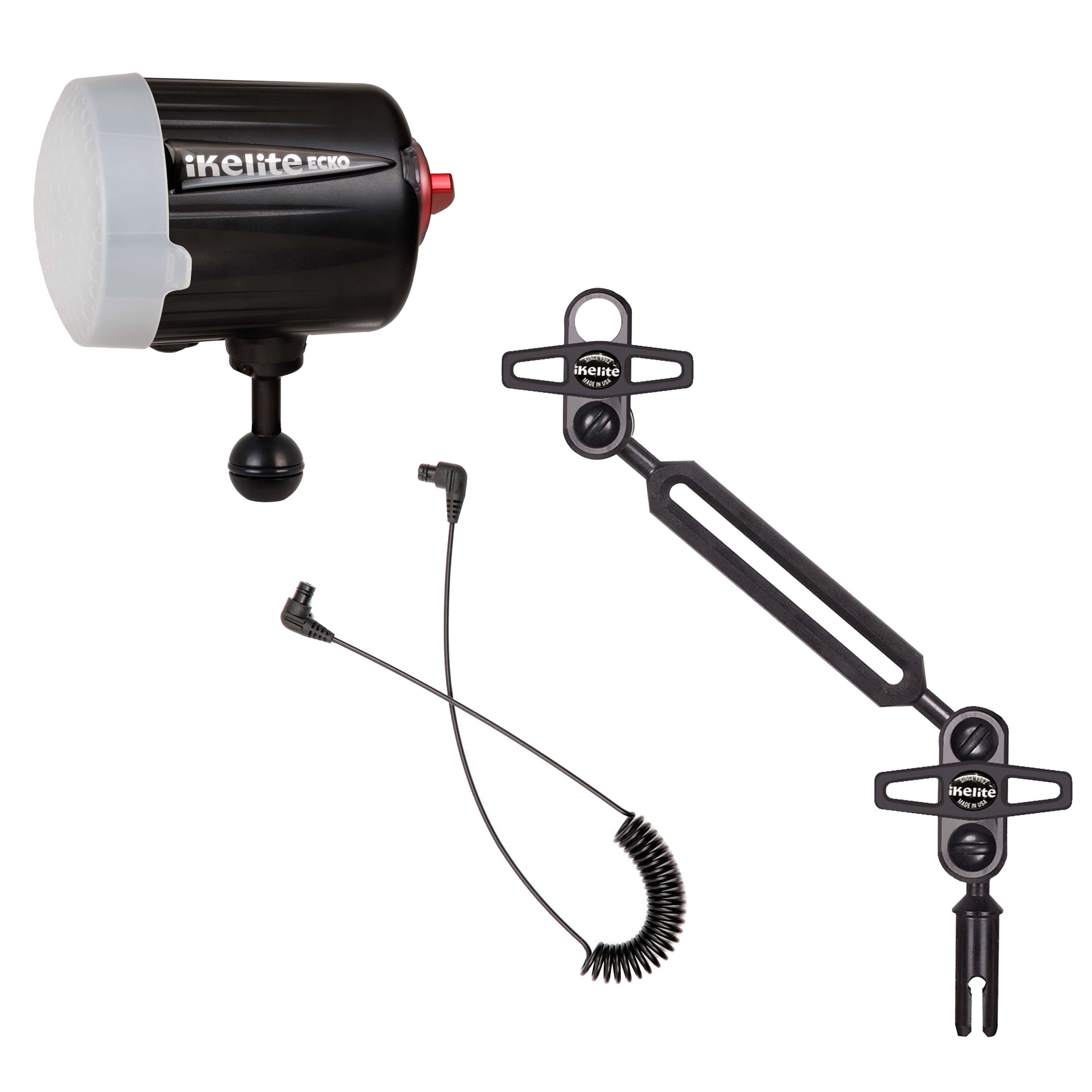 Ikelite Ecko Fiber Strobe, Arm, and Fiber Optic Cord Bundle