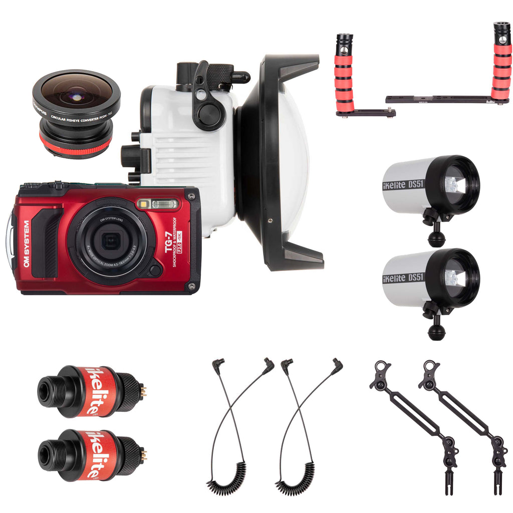 Underwater Housing, OM System Tough TG-7 Camera and Strobes Wide Angle
