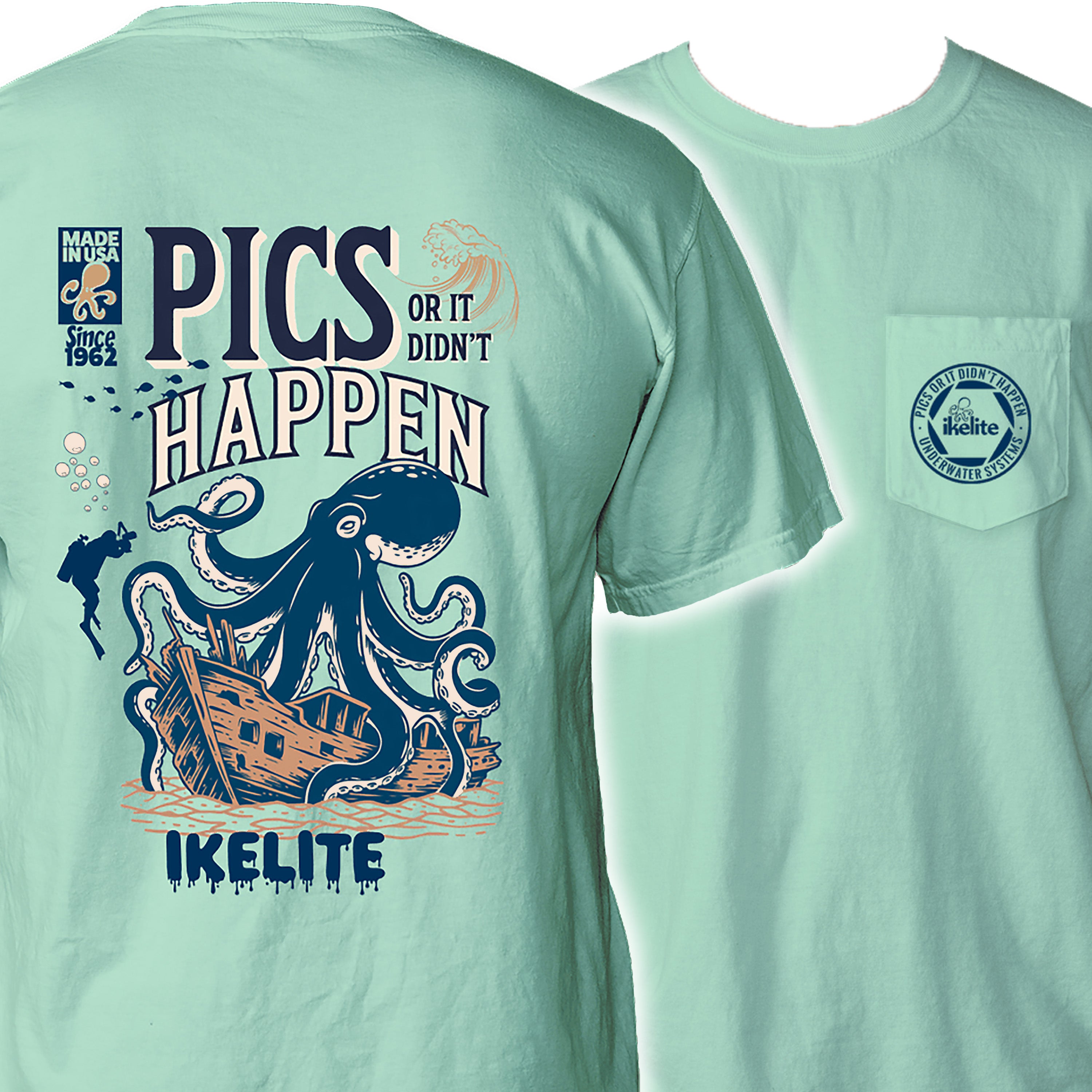 Ikelite Pocket T-Shirt Pics or It Didn't Happen Comic Book (Teal Blue)